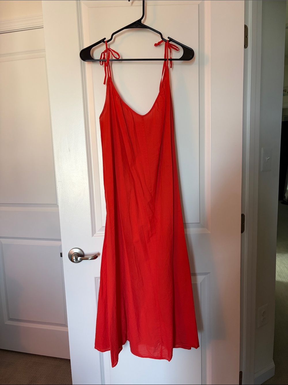 H&M Coral Tie-Strap Midi Slip Dress